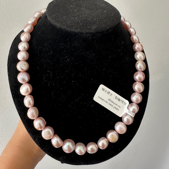 Pearl Jewelry - E3- High Shine Baroque Freshwater Pearl Necklace 8-10mm sterling silver buckle